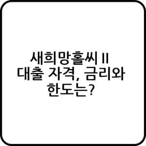 새희망홀씨Ⅱ 대출 신청