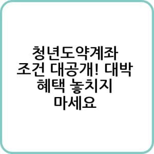 청년도약계좌 조건 대공개 대박 혜택 놓치지 마세요