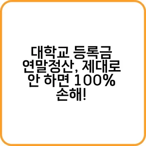 대학교 등록금 연말정산 제대로 안 하면 100 손해