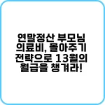 연말정산 부모님 의료비, 몰아주기 전략으로 13월의 월급을 챙겨라! 5 연말정산 부모님 의료비 몰아주기 전략으로 13월의 월급을 챙겨라