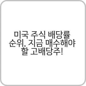 미국 주식 배당률 순위 지금 매수해야 할 고배당주