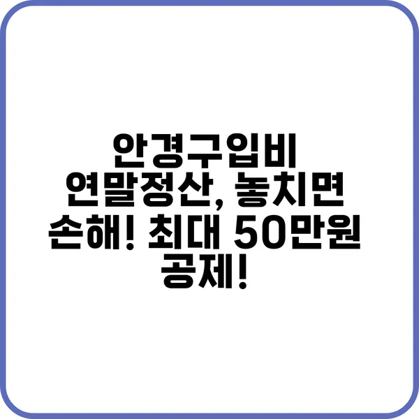 안경구입비 연말정산 놓치면 손해 최대 50만원 공제