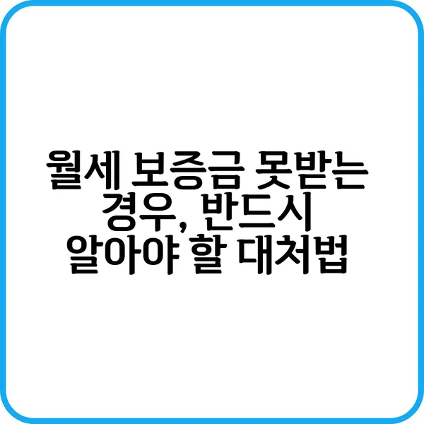 월세 보증금 못받는 경우 반드시 알아야 할 대처법