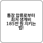 통장 압류로부터 최저 생계비 185만 원 지키는 법! 5 통장 압류로부터 최저 생계비 185만 원 지키는 법