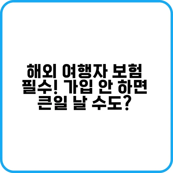 해외 여행자 보험 가격 비교